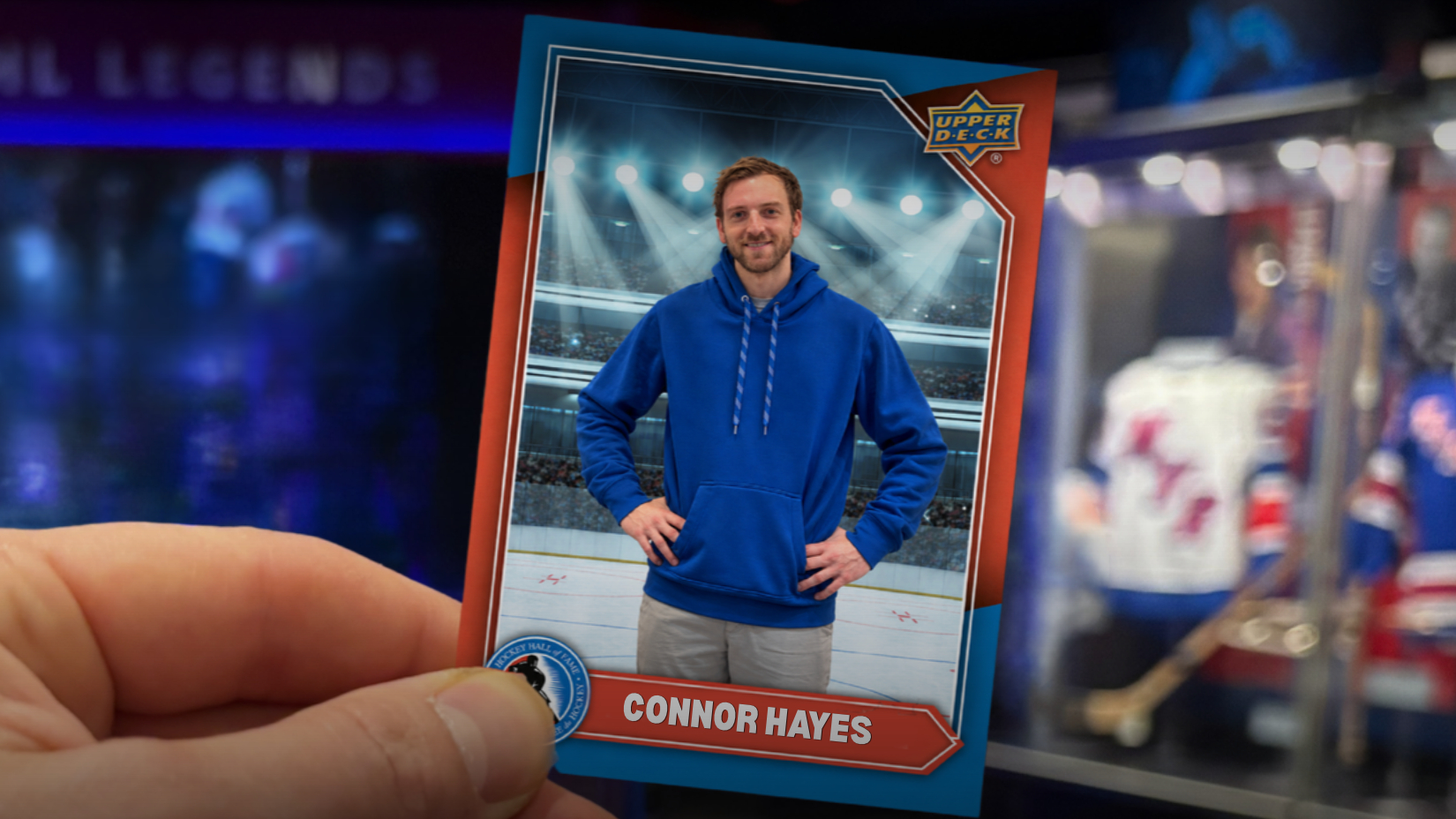  Take home a FREE personalized trading car printed on the spot, compliments of Upper Deck.